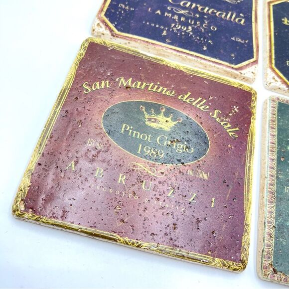 Four Decorative Square Wine Themed Rustic Wall Art Pieces Kitchen Room Decor - Picture 5 of 9